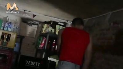 Behind the Bar: Young French Bartender Gets Ass-Fucked by a Hot Customer