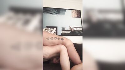 Macho Couple Plugs Their Hairy Buttholes in Doggy Style and Shoot Their Own Gay Porn Video.