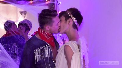 Halloween Hijinks - Garrett Kinsley & Aaron Roberts First Time with a Skinny Virgin