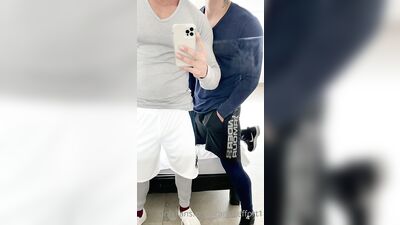 Gay Gym Muscle Worship: Sucking My Boyfriends Cock Through His Spandex Workout Gear