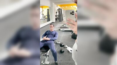 Gay Gym Muscle Worship: Sucking My Boyfriends Cock Through His Spandex Workout Gear