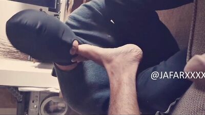 Ebony Foot Worship and Cock Sucking by a Dominant Arabic Man - Raw Fuck Clubs Submissive Slave Honors the Balls and Feet of His Master.