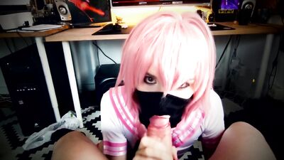 cute femboy astolfo sucks a big juicy cock