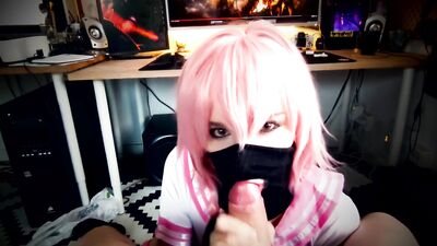 cute femboy astolfo sucks a big juicy cock