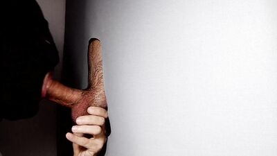 Very hot straight hipster comes to gloryhole for the first time.