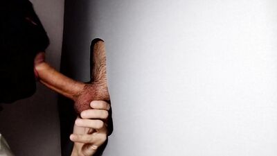 Very hot straight hipster comes to gloryhole for the first time.