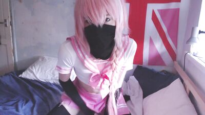 Cute little femboy squirts a load