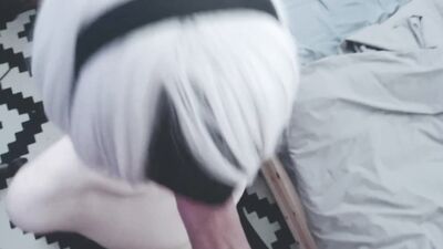 Femboy 2b loves dick in his mouth