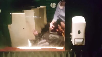 gay deepthroat in the public bathroom