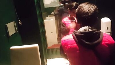 gay deepthroat in the public bathroom