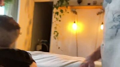 Tatted boy sucks dick and gets plowed doggy style after underwear shopping