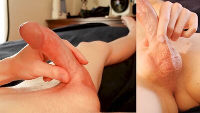 Edging with ASMR sounds, taint throbing, glans pumping with dripping precum