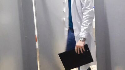 Russian young DOCTOR secretly MASTURBATES in the toilet