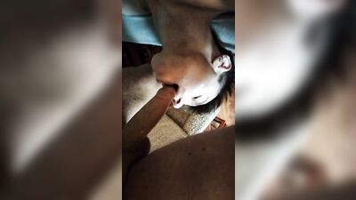 My cute twink deepthroats my cock all the way up to the balls