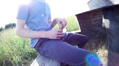 Caught by a jogger just when I cuming...Risky public/outdoors