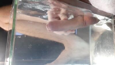Russian guy powerfully ejaculates cum into water