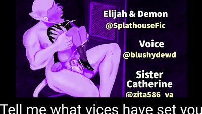 Demon gives priest a blowjob