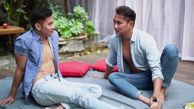 Asian power threesome, daddies Rhonee & Khoa fuck Tyler Wu