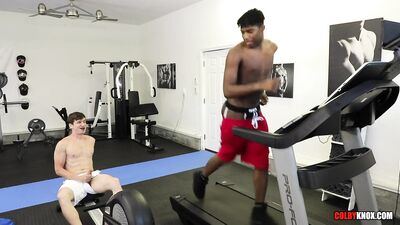 Buff Gym Stud Kylan Gets Fucked on the Treadmill by Hot Gay Stud Colby Chambers RAW