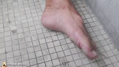 Window-licking Office Exhibitionist: Public Cumshot on the Balcony!