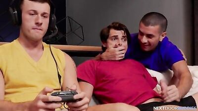 Hard Gay Porn: Gaming Gone Wild - Three Hot Guys in a Secret Threesome!