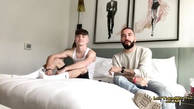 Double DP with a Twist: Young Passive Boy Gets Anal Stretching by Two Macho Daddies