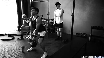 Fitness Freaks: Muscle Men in Heat, 3-Way Hardcore Anal Threesome with Rimming and Blowjobs!