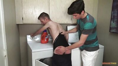Young Twink Gives a Spanking to His Boyfriend - A Punishment for Neglecting Chores