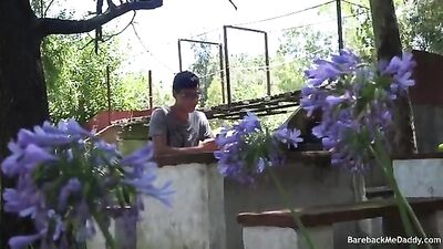 Young Boy Sucking and Licking Older Mans Cock in the Garden - The Ultimate Father-Son Experience!