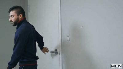 Nerdy Gym Geek Pounded and Beaten by Muscular Coach - Michael DelRay & Scott DeMarco