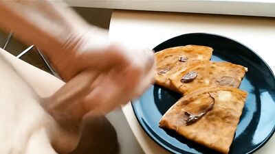 "Crepes with cream" - cuming on food