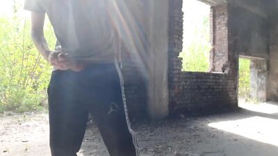 Russian guy was almost caught in the abandonment while he jerked off