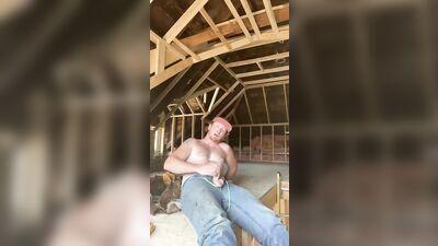 Hot ginger construction worker get off while you watch him work his woood