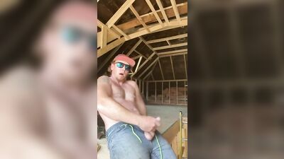Hot ginger construction worker get off while you watch him work his woood