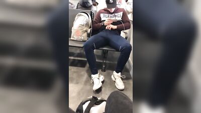 Bulging Lesbians Caress Each Other In The Metro