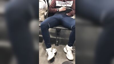 Bulging Lesbians Caress Each Other In The Metro