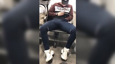 Bulging Lesbians Caress Each Other In The Metro