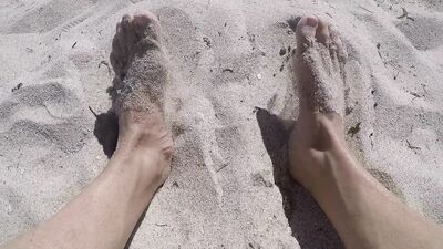 Huge Cock on a Public Beach! - Exhibitionist Dad Gets Handled by a Mature Quadragenarian!