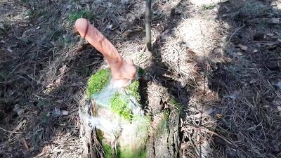 Having eaten a HALLUCINOGENIC MUSHROOM in the forest, the guy fucked himself with a grown dick on a