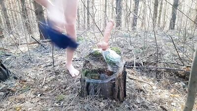 Having eaten a HALLUCINOGENIC MUSHROOM in the forest, the guy fucked himself with a grown dick on a