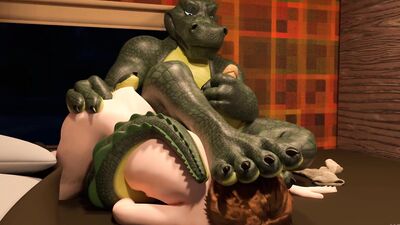 Helpful Host - Gator Dad shows human his RV