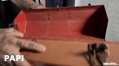 PAPI - Bo Sinn's Jeans Zipper Is Open And He Stands In Front Of Rocky Vallarta While He Is Sitting