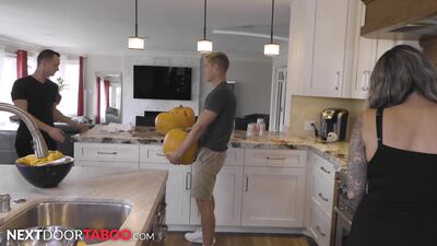 Step-Brother Jerked Inside Pumpkin Beside Girlfriend - NextDoorTaboo