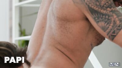 PAPI - Bruno Max Watches Papi Kocic Bending Over To Pick Up Boxes Not Realizing He Has A Boner