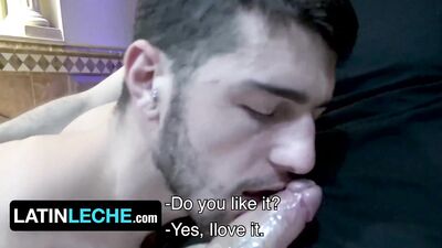 Cute Latino Amateur Slobbers On Big Fat Cock And Swallows Hot Jizz (Joe & Angel) - Latin Leche