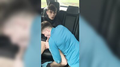 Twinks Suck each others big dicks In back seat of the car