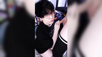 Small Polite Pet twink gives gentle but sloppy blowjob (such a cutie)