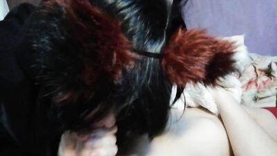 Blowjob to my sweet neko femboy with a cumshot