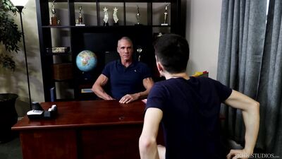 Silver Step-Dad Principle Fucks His Step-Son In His Office - FamilyCreep