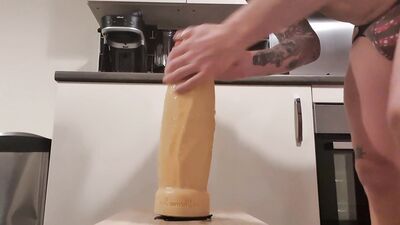 Gay twink take monster dildo deep extra large dildo anal gaping